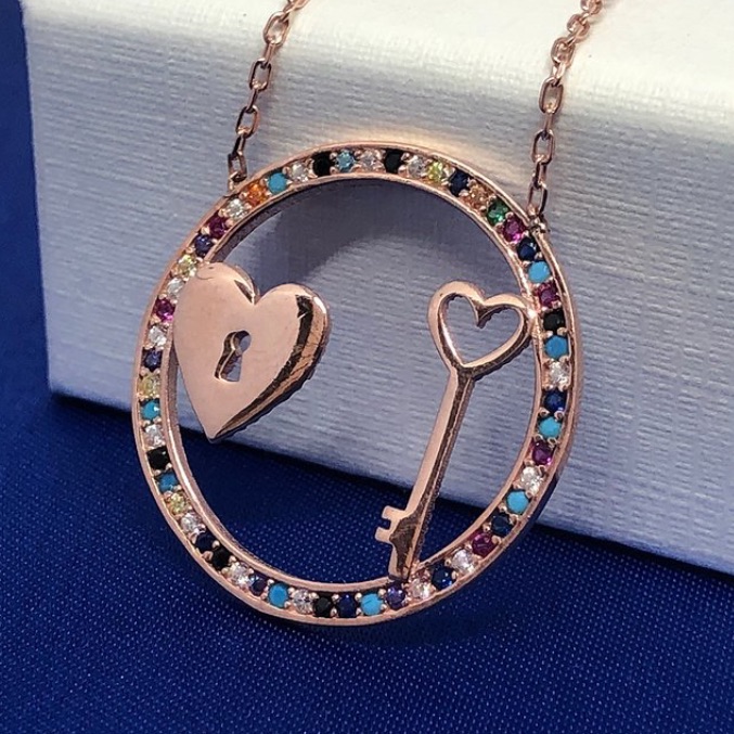 18 Kt Rose GoldPlated Key To My Heartnecklace